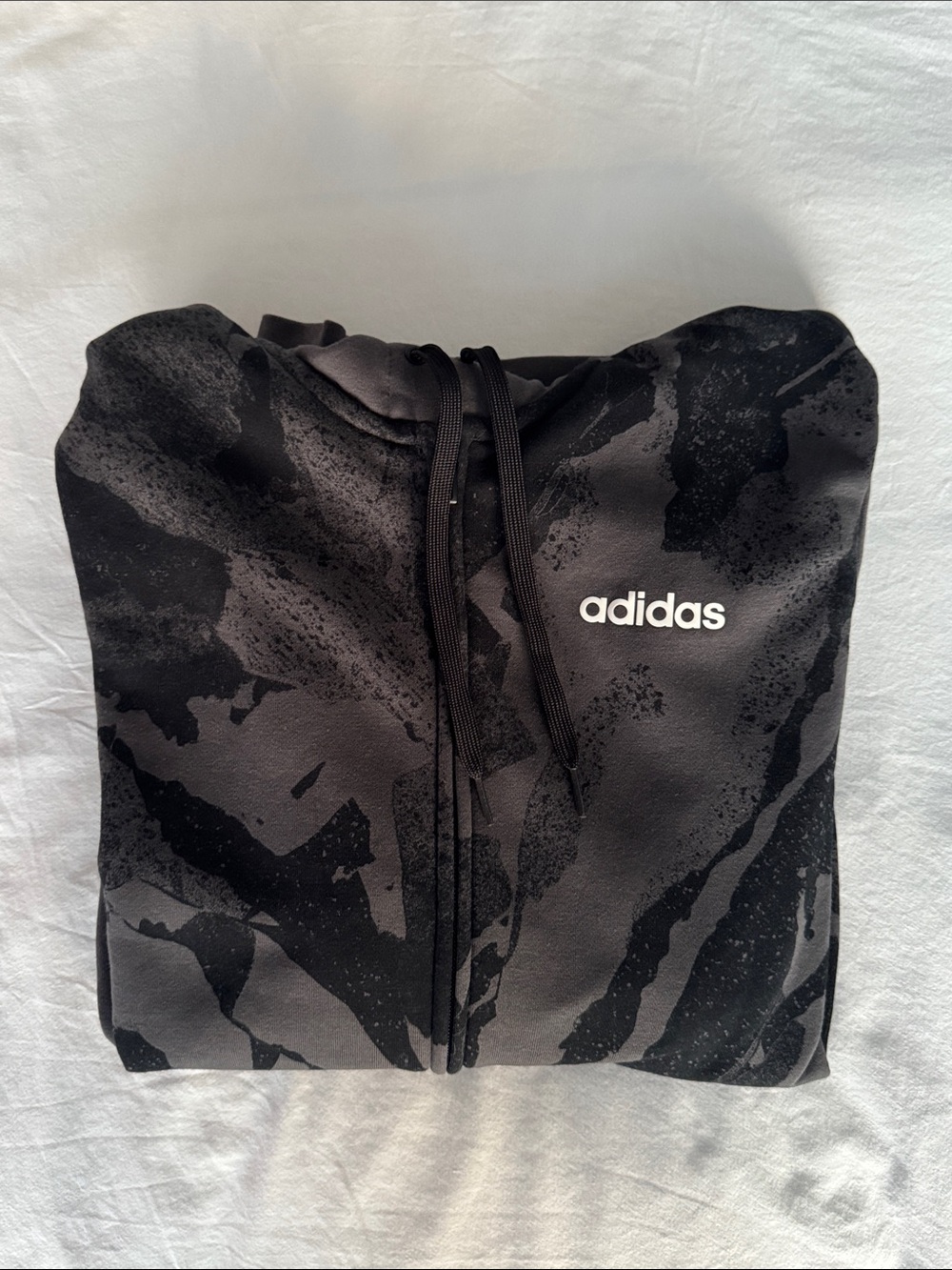 adidas Black and Charcoal Camouflage Zip-Up Hoodie